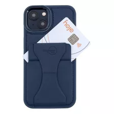 Capa iPhone 15 Com Porta Cartão E Suporte,iplace, Azul