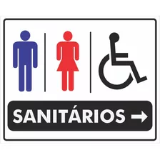 Placa Indicação Sanitários A Direita Pvc 25x20cm