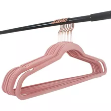 50 Cabides De Veludo Slim Ultra Finos Antideslizante Aveluda Cor Rosa