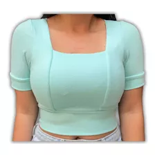 Cropped Feminino Estilosa Moda Blogueira Decote Princesa