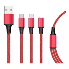 Cable De Carga Rápida Datos 3 En 1 Para iPhone-tipo C Y V8 