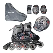 Kit Patinaje Led Ajustables Infantil Mochila Y Protecciones