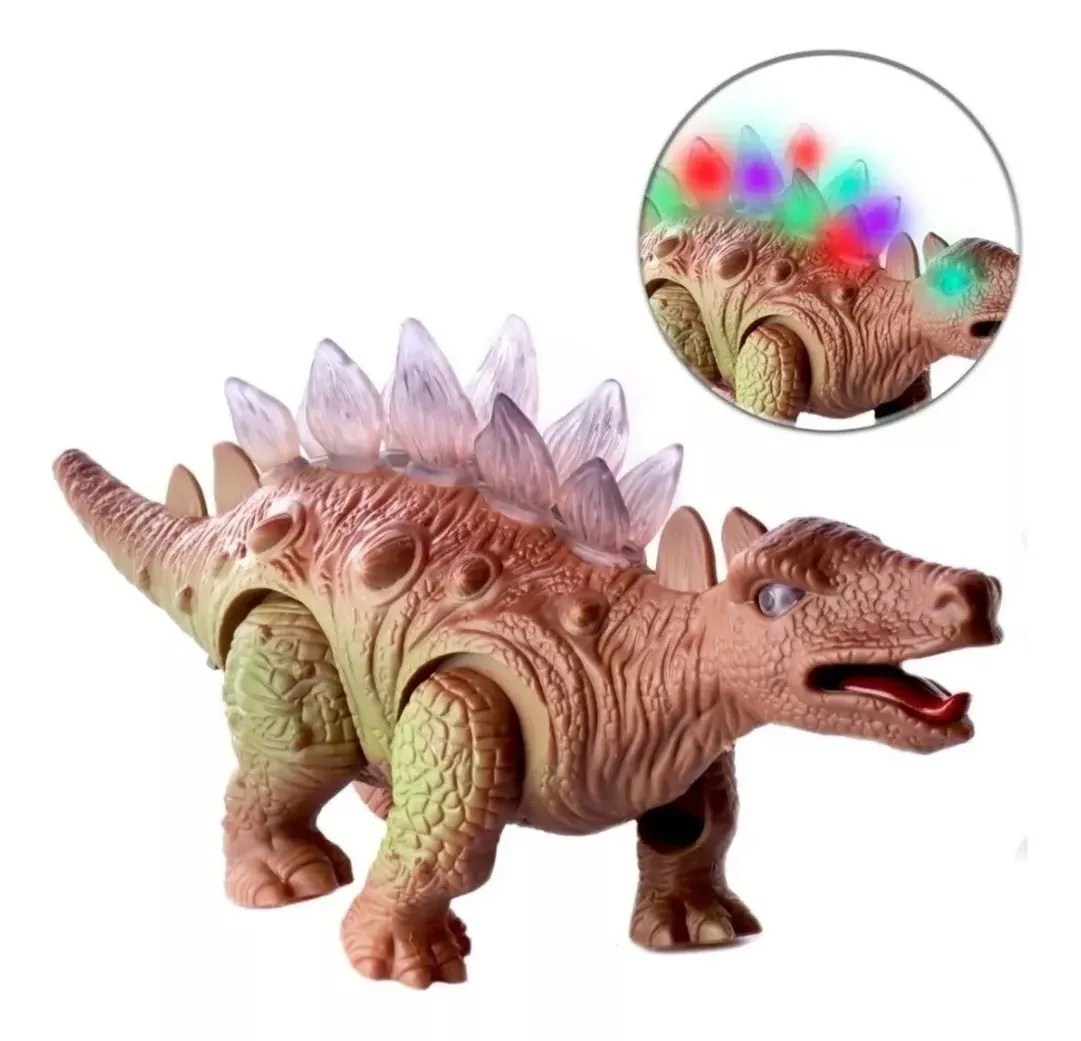 Dinossauro De Brinquedo Estegossauro Com Luz Som E Movimento