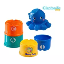 Brinquedos Para Banho Girotondo 4 Potes + 1 Amigo Polvo