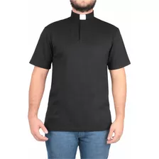 Camisa Para Padre- Polo Clerical Preta Ref.:220