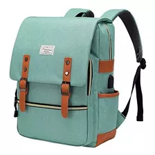 Mochila Vintage Modoker Para Portátil 15.6puLG, Usb, Verde