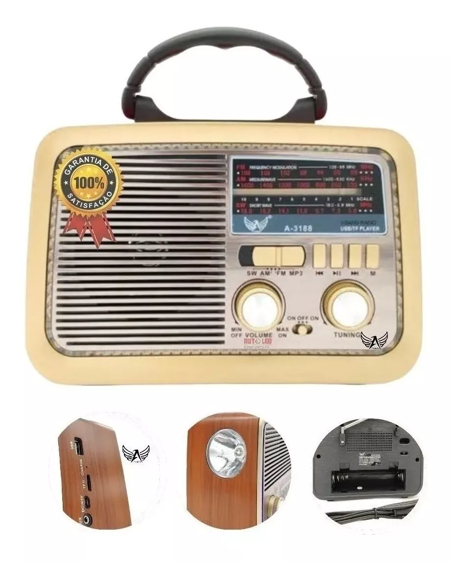 Rádio Retro Vintage Am Fm Sw Usb Mp3 Bluetooth Bivolt