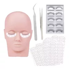 Kit Práctica Extension Pestañas Pinzas Maniquí Parche Lash F