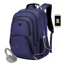 Bolsa Trabalho Viagem Impermeável Couro Carregador Usb/ Aux Cor Azul