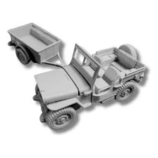 Jeep + Trailer, Escala 1/35, Color Blanco