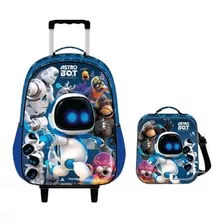 Kit Mochila De Rodas + Lancheira Astro Bot Play Station