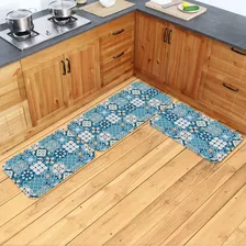 Kit Tapetes De Cozinha Azulejo Português - 3 Peças