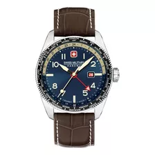 Reloj Swiss Military Smwgb0000506 Para Hombre Cristal Zafiro Color De La Malla Marrón Oscuro Color Del Bisel Azul/beige Color Del Fondo Azul