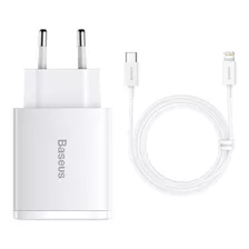 Carregador Turbo 30w Baseus Triplo Usb iPhone 14 + Cabo 1m Cor Branco