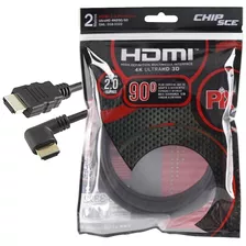 Cabo Hdmi L 2m 90 Graus Blindado 2.0 Ethernet 2 Metros 4k 3d