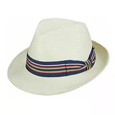 Scala Hombres Toyo Fedora Con Cinta De Rayas