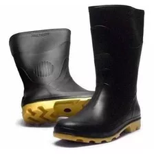 Bota Borracha Pvc Galocha De Chuva Solado Amarelo Motoqueiro