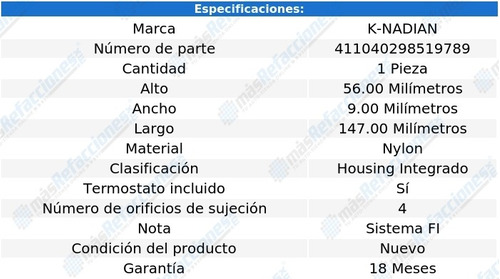 Toma Agua Termostato Nylon K-nadian S-type V8 4.0l 00 Al 02 Foto 3