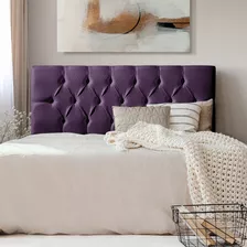 Cabeceira Cama Box Casal 1,40m Capitonê Paris Veludo Roxo