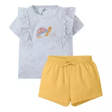 Conjunto Infantil Menina Blusa Com Babados E Shorts Toddler