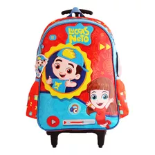 Mochila Escolar Infantil De Rodinhas Luccas Neto Clio Style Cor Vermelho Desenho Do Tecido Luccas Neto E Gi Neto