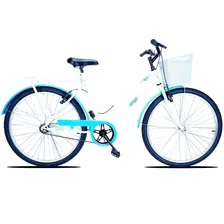 Bicicleta De Passeio Forss Rose Aro 26 Freios V-brakes Cor Branco/azul-claro Com Descanso Lateral
