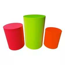 Kit Capas Mesas Cilindros Neon Para Decoração De Festa