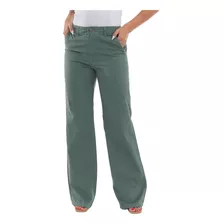 Calça Feminina Wide Leg Sarja Cintura Alta Pantalona Moderna