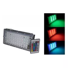 Reflector Led 50w Rgb Economico 110v Control Remoto Ip65 Color De La Carcasa Negro