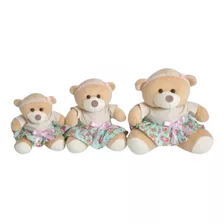 Trio De Ursinhos Luxo Para Nichos 15cm 20cm 25cm - Menina