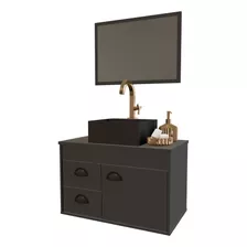 Conjunto Gabinete Banheiro Mdf Pia Cuba Udine Riverzza