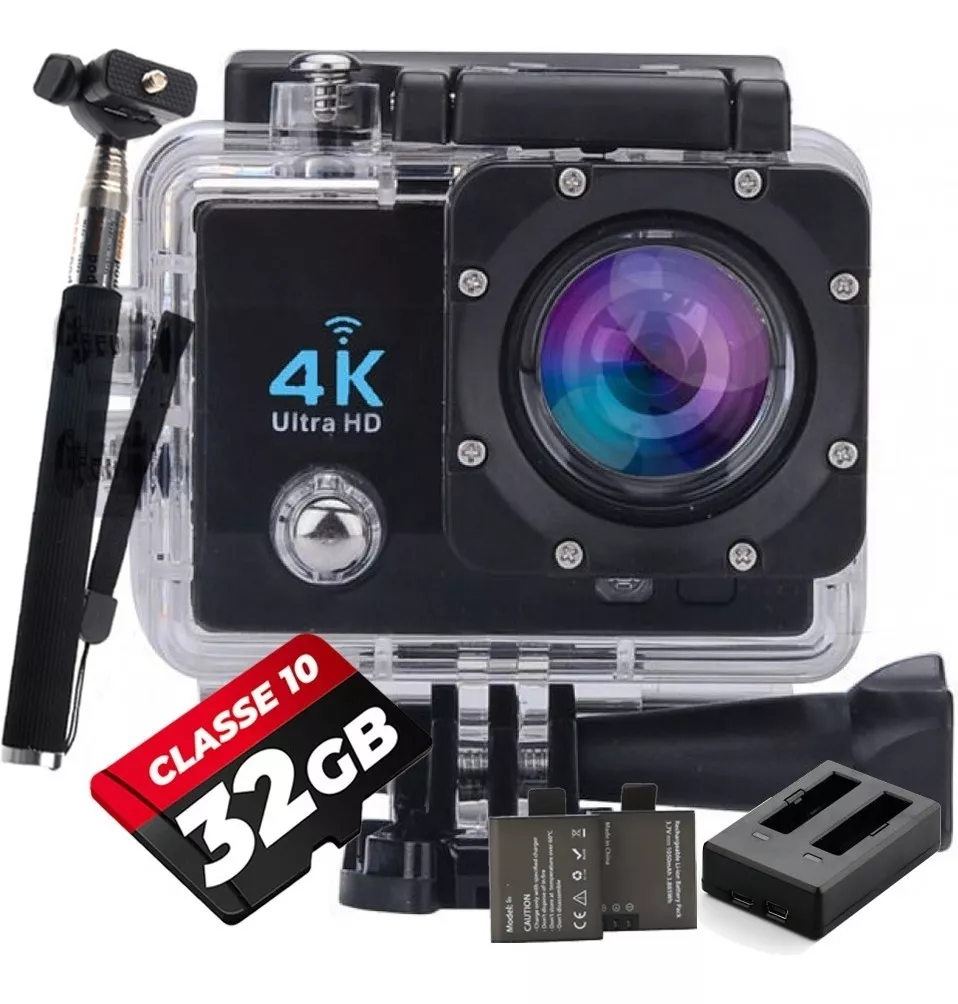 Kit Câmera Filmadora Sport 4k Utra Hd + Memória + Baterias