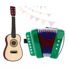 Kit Instrumento Musical Infantil - Acordeon Sanfona + Violão