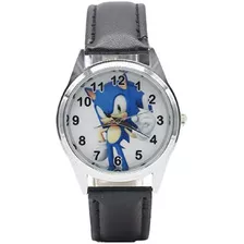Reloj De Pulsera De Cuero Genuino Sonic Hedgehog