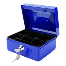 Caja Metálica De Seguridad Con Llave Y Bandeja 15x12x8cm Color Azul