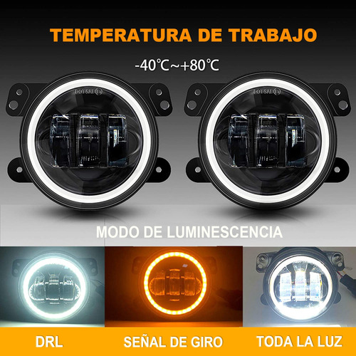 1 Par 4in Faros De Niebla Led Ojos ngel Para Wrangler Jeep Foto 2