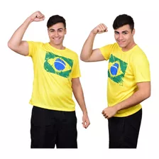 Kit 2 Camisetas Dry-fit Do Brasil Para Torcer Copa Do Mundo