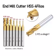 Cortador Vertical Broca Fresa End Mill 4filos Hss Cnc Router