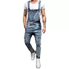 Macacão Jeans Masculino Com Bolso Interno No Peito