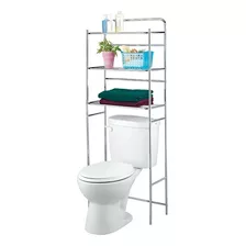 Mueble Organizador Baño Cromado Estantes Reforzado Inodoro Color Gris Perlado