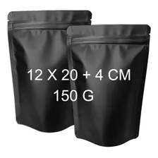 100 Bolsas De Pie Hermética Zipper Negro Mate 150 G