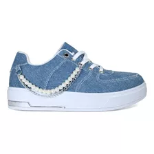 Tenis Sneakers Mujer Casuales Suela Confort Denim Ud2014