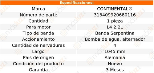 Banda 1045 Mm Acc Voyager L4 2.2l 85/87 B/agua, Alt Foto 5