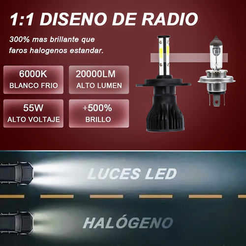 H4 9003 Kit De Faros Led De 4 Lados 20000lm 55w Para Toyota Foto 7