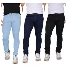 Kit De 3 Calças Jeans Masculina Clara E Escura Slim