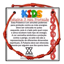Pulseira 7 Sete Nós P/ Criança Cabala Vermelha Proteção Kids