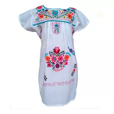 Vestido Tipico Mexicano Bordado A Mano Artesanal Para Niña