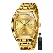 Olevs Mens Gold Watches Business Luxury Dress Diamond Tonnea