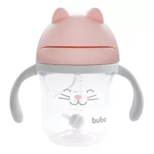 Copo De Treinamento Com Alça E Canudo Silicone Gatinho Buba