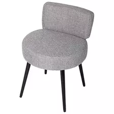 Silla De Lino Gris Respaldo, Pequeño Asiento Acolchado...